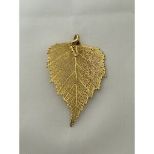 Gold Tone Leaf Pendant & Post Dangle Earrings